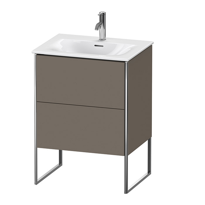 Тумба с раковиной Duravit XSquare 61х59.2x47.8см, напольная, 2 яшика, встроенные ножки с регулировкой по высоте, цвет: Flannel Grey SaM