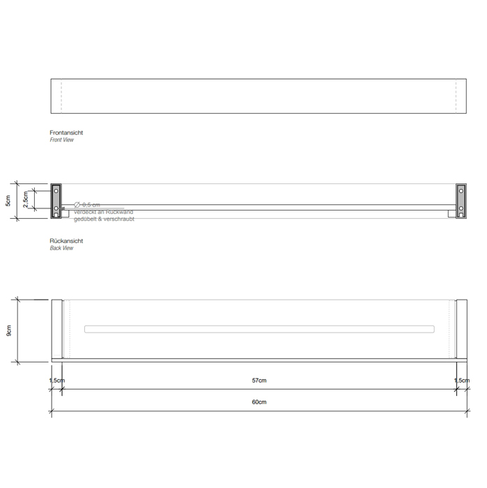 Душевая полка Decor Walther Brick DA60 60x9см, акриловое белое стекло, подвесная, цвет: хром