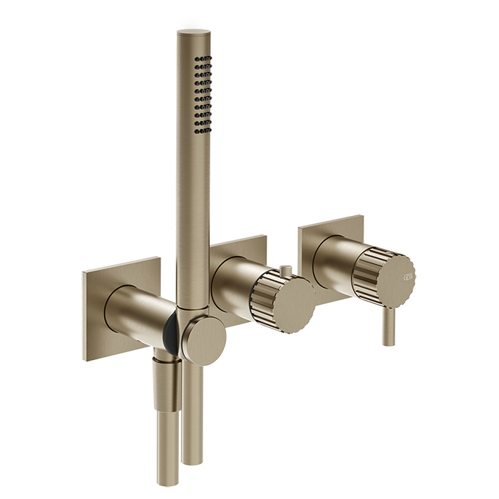 Смеситель для душа Gessi Incastri, настенный, с ручным душем, цвет: Finox Brushed Nickel