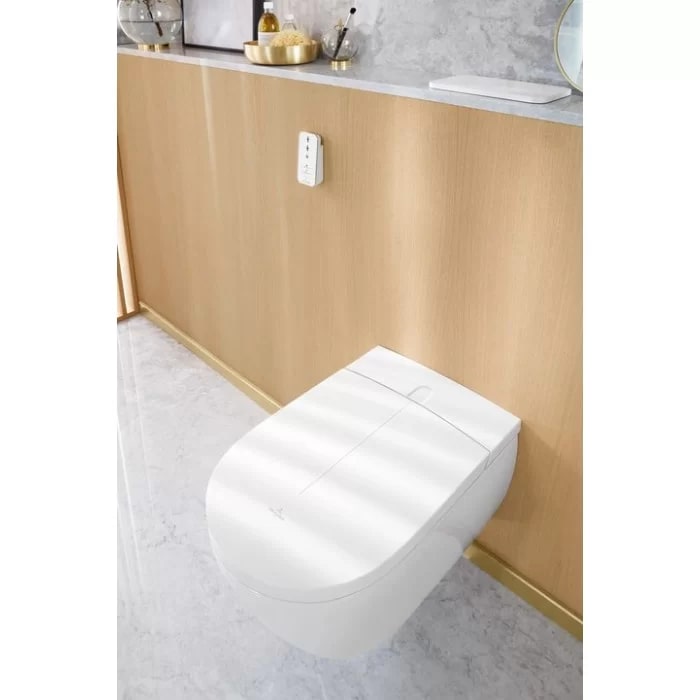 Villeroy&Boch Viclean Унитаз-биде 38.5х59.5х36см, подвесной, в комплекте с сиденьем, покрытие CeramicPlus, цвет: альпийский белый