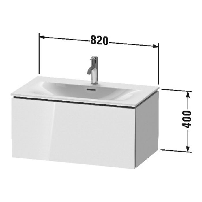 База Duravit L-Cube подвесная 82x48.1x40см с раковиной, 1 выдвижное отделение, цвет: глянцевый белый