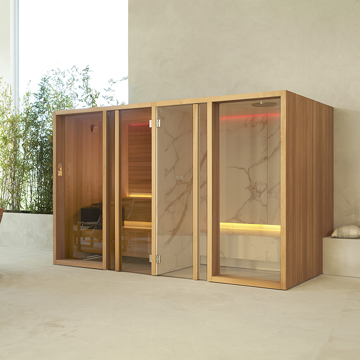Effegibi Yoku Spa Shelf Сауна&Хаммам 444x170х217см, в нишу, цвет: чёрный орех/Fior di Bosco Tortora