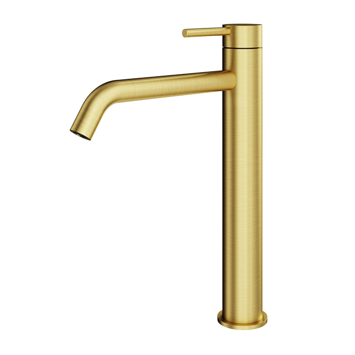 Смеситель для раковины Plumberia Selection IXO, на 1 отв., высокий, h28.5см, цвет: золото брашированное