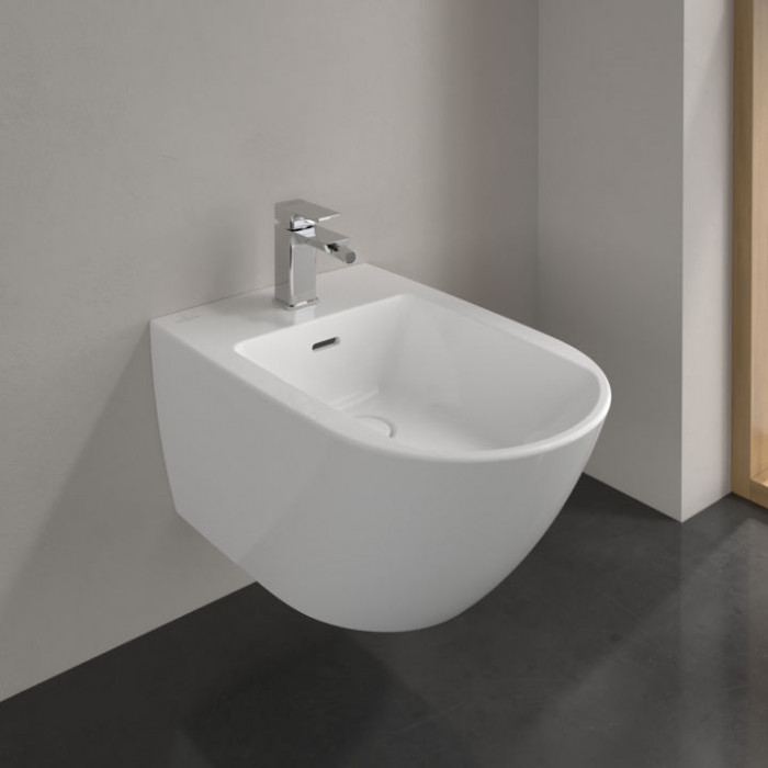 Villeroy&Boch Subway 3.0 Биде подвесное 37.5х56х27см, 1 отв., CeramicPlus, цвет: альпийский белый