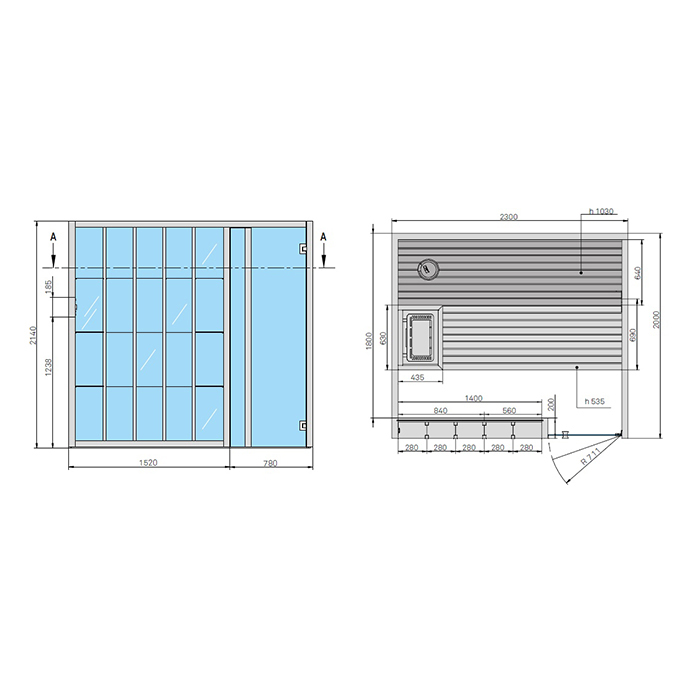 Effegibi Yoku S Shelf Био-Сауна 230x200х214см, угловая DX, цвет: черный орех