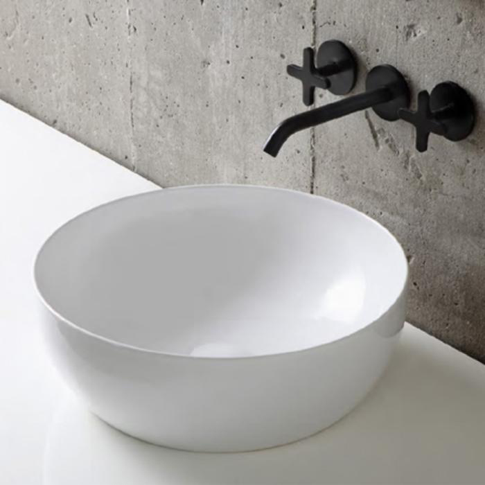 Azzurra Elegance Circle Раковина круглая накладная, Ø40xH14 см, без отв., без перелива, цвет: Bianco lucido