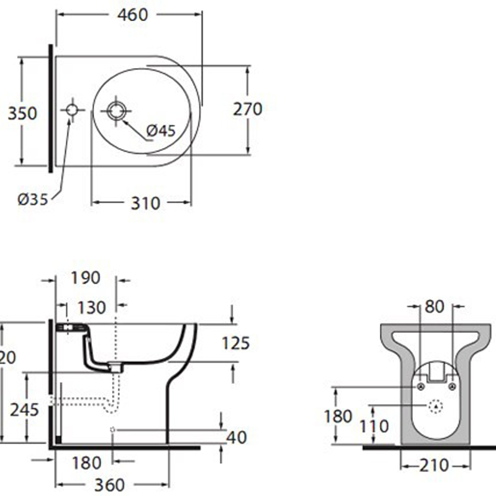 Azzurra Nuvola Биде напольное 46x35xH42 см c 1 отв., с креплением VFV, цвет: Bianco lucido