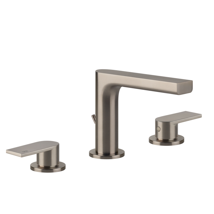 Смеситель для раковины Gessi Emporio Via manzoni, на 3 отв, донный клапан, цвет: Finox Brushed Nickel