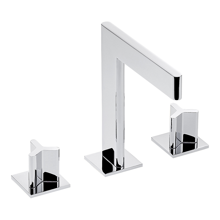 Смеситель для раковины THG ICON-X METAL, 3 отв., с донным клапаном, цвет: хром