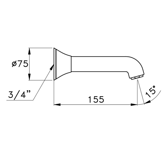 Stella 130 Настенный излив для ванны 0/250, цвет: хром