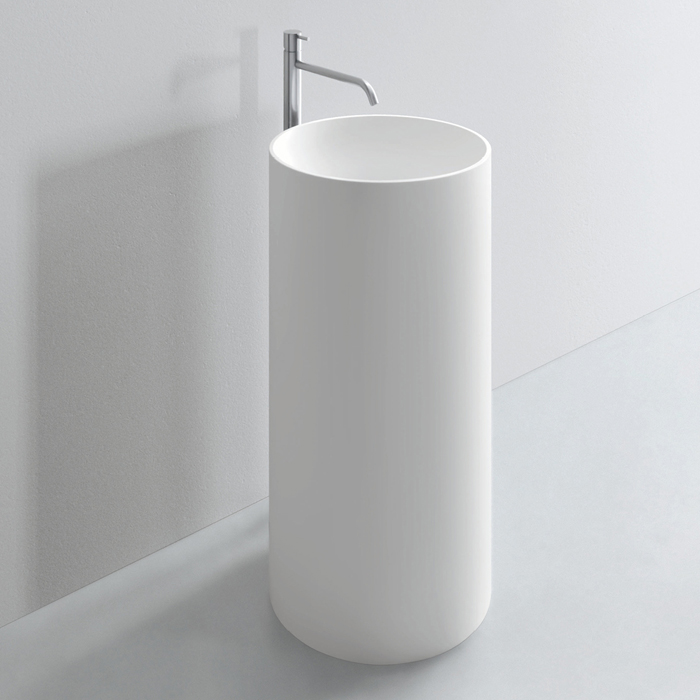Раковина NOORTH milldue edition TUBE d44xh87 напольная из Ceramilux, слив в стену, без отв., без перелива, цвет: белый матовый