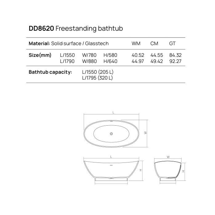 Dea Design Elegant Ванна 179x88x64см., отдельностоящая, Glasstech, прозрачная смола, цвет: Smoky Black R4