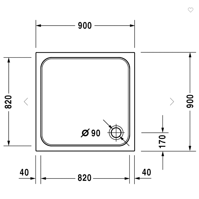 Duravit D-Code Душевой поддон 90x90х8.5см, акриловый, квадратный, цвет: белый