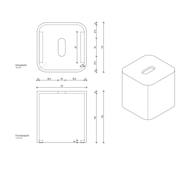 Decor Walther Stone KBQ Диспенсер для салфеток 14.2x13.7x13.7см, настольный, цвет: белый