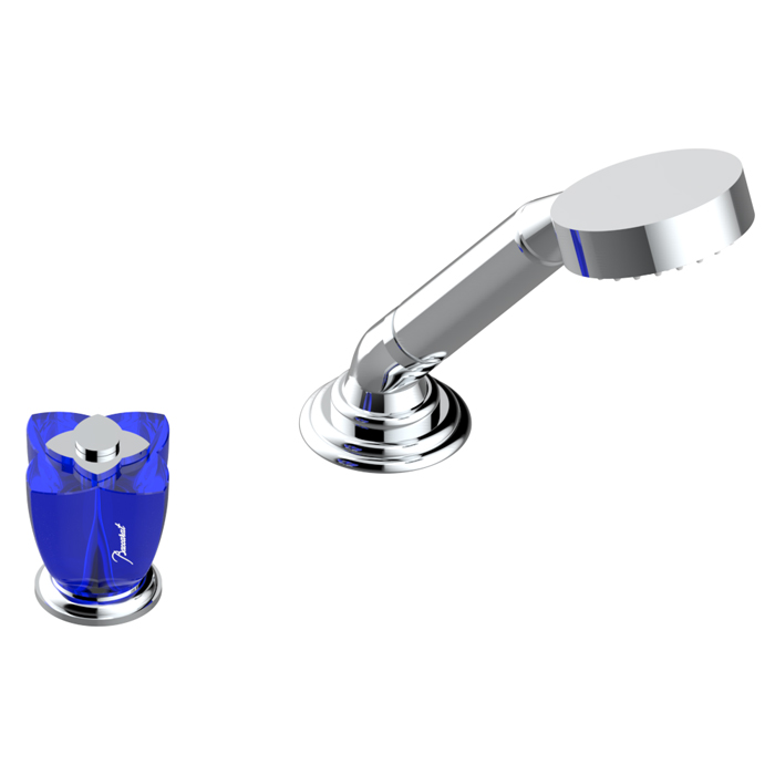 Ручной душ THG Pуtale de cristal bleu на борт ванны, 2 отв., цвет: хром/синий хрусталь