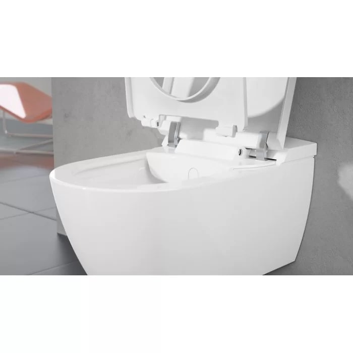 Villeroy&Boch Viclean Унитаз-биде 38.5х59.5х36см, подвесной, в комплекте с сиденьем, покрытие CeramicPlus, цвет: альпийский белый