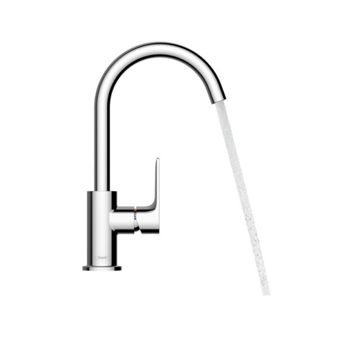 Смеситель для раковины Hansgrohe Rebris E, 1 отв., с поворотным изливом, с донным клапаном, цвет: хром