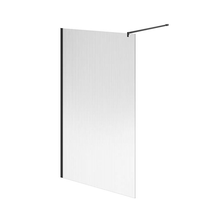 Душевое ограждение Kerama Marazzi Cristallo 120х210см, рифленое стекло, цвет: черный матовый
