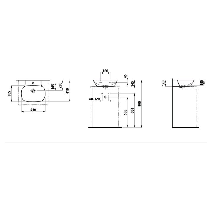 Laufen INO Раковина 45х41х12 см, 1 отв., покрытие LCC, цвет: белый