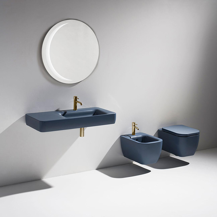 Simas Henges Унитаз подвесной 38х55см, безободковый, цвет: navy matt