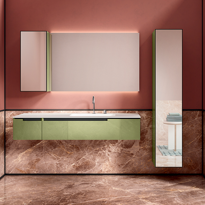 Oasis Profilo Композиция №06 Комплект мебели 155х51.5х h200см, подвесной, цвет: Mint/белый/хром