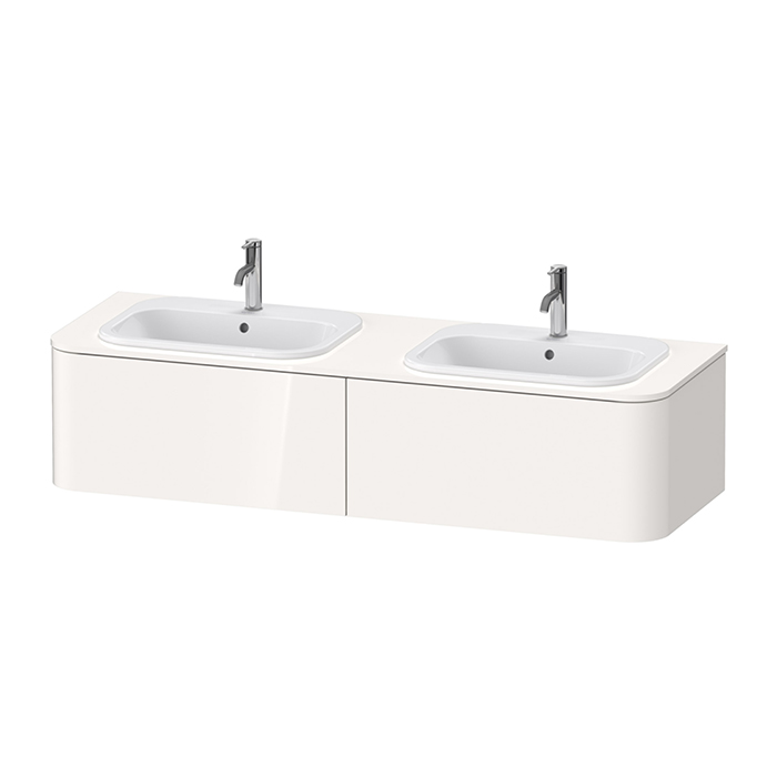 Тумба подвесная Duravit Happy D.2 Plus 160x55x35.4см, с 2 раковинами и 2 ящиками, цвет: белый глянцевый