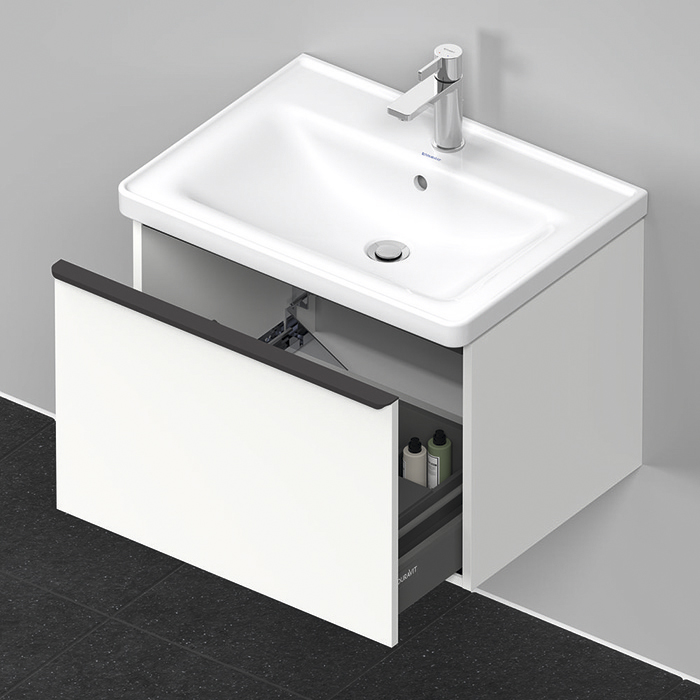 Тумба с раковиной Duravit D-Neo 63.4x45.2хh44см, с 1 ящиком, подвесная, цвет: белый матовый