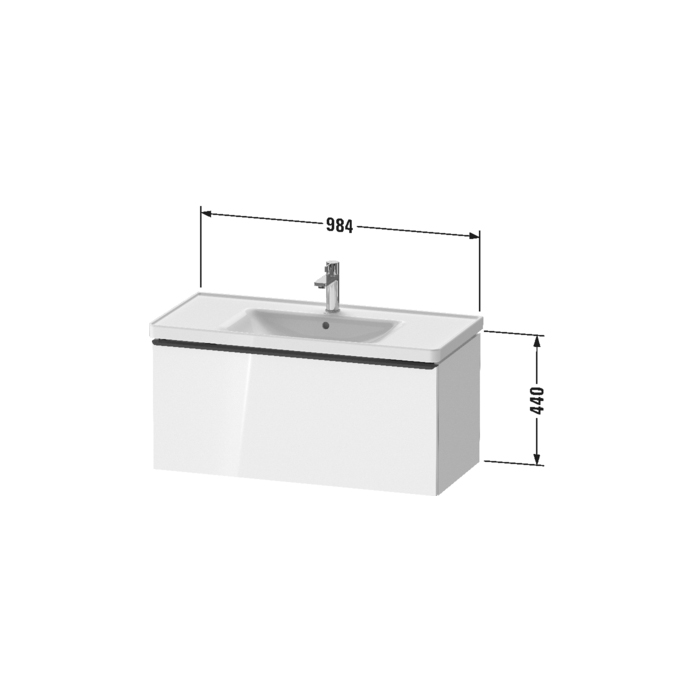 Тумбочка Duravit D-Neo подвесная 98.4х44x45.2см, раковина, 1 ящик, цвет: Black Oak