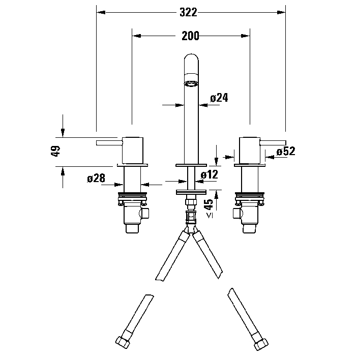 Duravit Circle Смеситель для раковины, 3 отв., цвет: хром