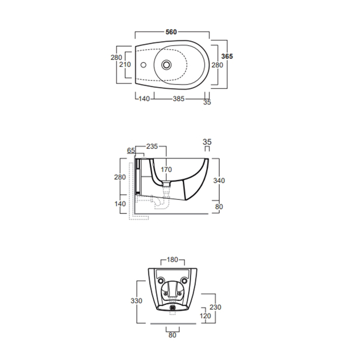Simas Vignoni биде подвесное 56x36.5см, с 1 отв., цвет: moka matt