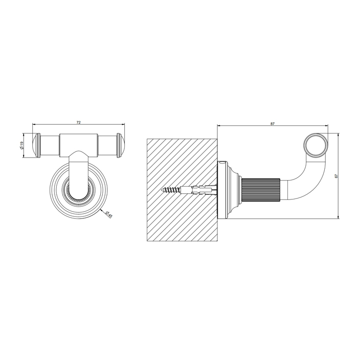 Gessi Venti20 Крючок двойной, цвет Brass PVD