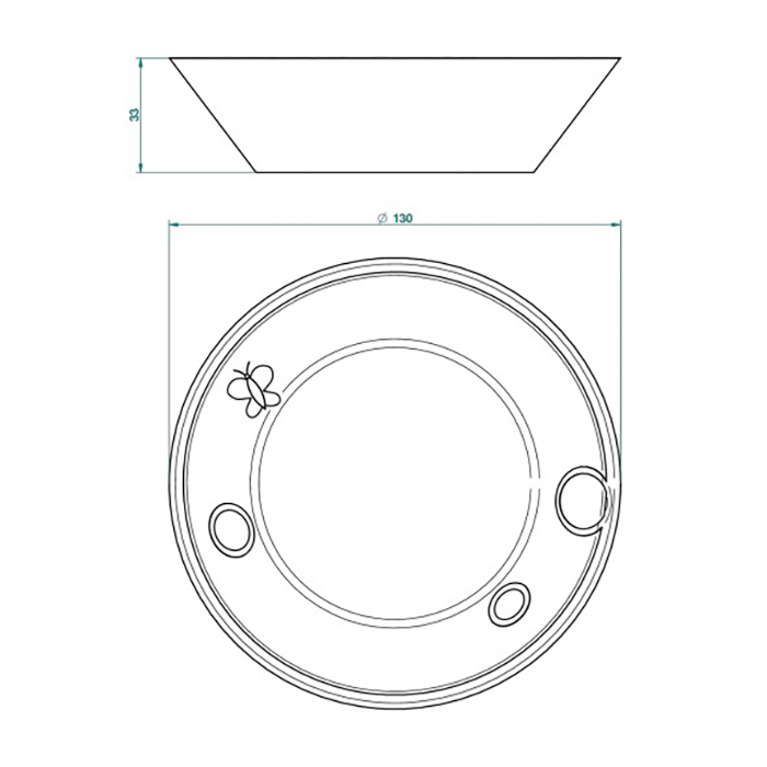 THG CAPUCINE VERT DECOR PLATINE Блюдо керамическое ø130 мм, настольное, декор платина/зеленый, цвет: белый