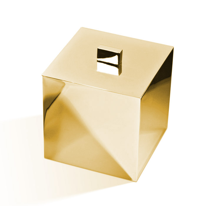 Баночка Decor Walther Cube DW 3560 универсальная 13x13x14.5см, с крышкой, настольная, цвет: золото