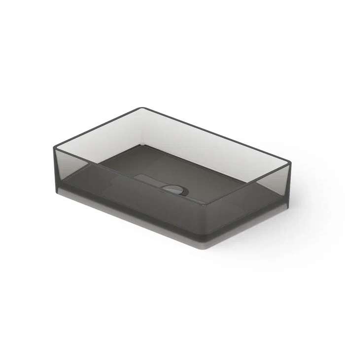 Dea Design Washbasins Раковина 60х40х14.5см, накладная, без отв., Glasstech, прозрачная смола, цвет: Smoky Black R4