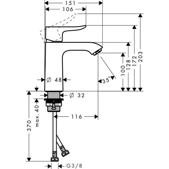 Hansgrohe Metris Смеситель для раковины, однорычажный, на 1 отв., излив: 15.1см, цвет: хром