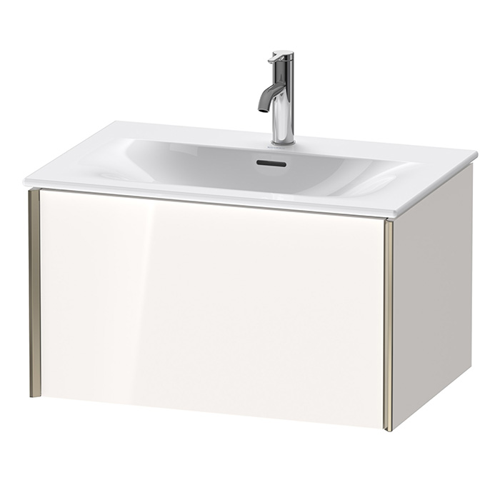 Тумба подвесная Duravit XViu 71x48x39.7см, с раковиной, 1 ящик, цвет: белый глянцевый/champagne matt