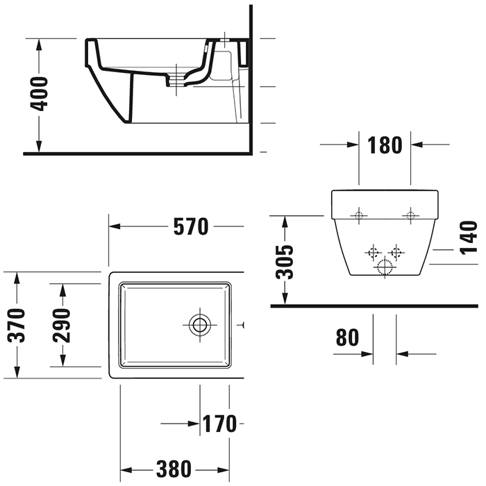Duravit Vero Air Биде подвесное с 1 отв под смеситель, цвет: белый