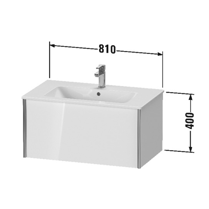 Тумба подвесная Duravit XViu 81x48x40см, с раковиной, 1 ящик, цвет: walnut dark/черный матовый