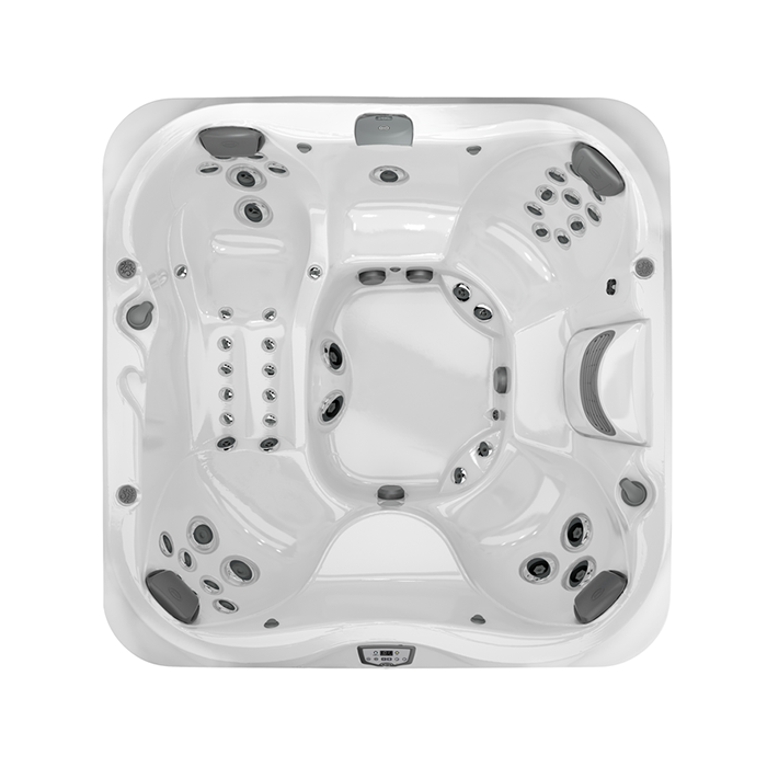 Jacuzzi J375 Минибассейн 231х231х97см, уф+озон, теплоизоляция, подсветка, Bluewave, 3кВТ, цвет Platinum, внешняя панель Smoked Ebony
