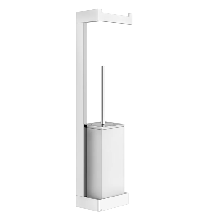 Gessi Rettangolo Стойка 55.1см, с держателем для туалетной бумаги и ершиком, подвесная, цвет: хром/белый