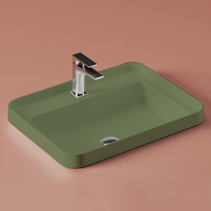Раковина встраиваемая Artceram Fuori Scala 60х45 см, 1 отверстие, цвет: salvia