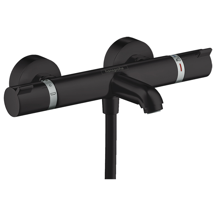 Смеситель для ванны Hansgrohe Ecostat, настенный, термостатический, цвет: черный матовый