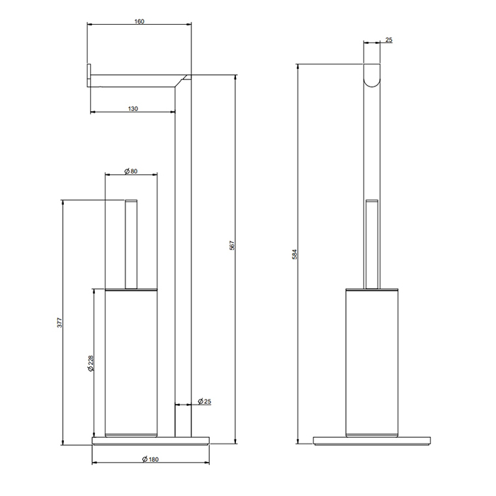 Gessi Emporio accessories Стойка с держателем для туалетной бумаги и ершиком, цвет: хром
