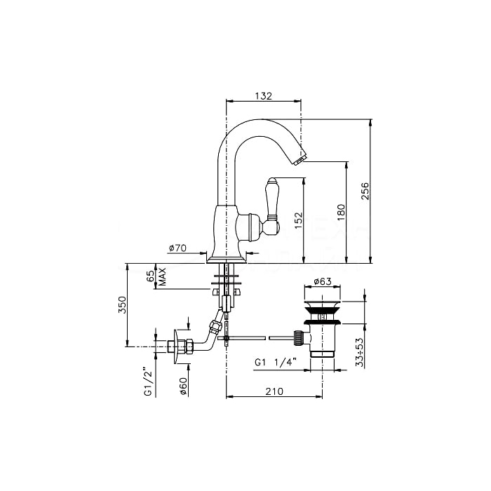 Nicolazzi Petit Mont Blanc Смеситель для раковины, 1 отв., цвет: Bronze Plated