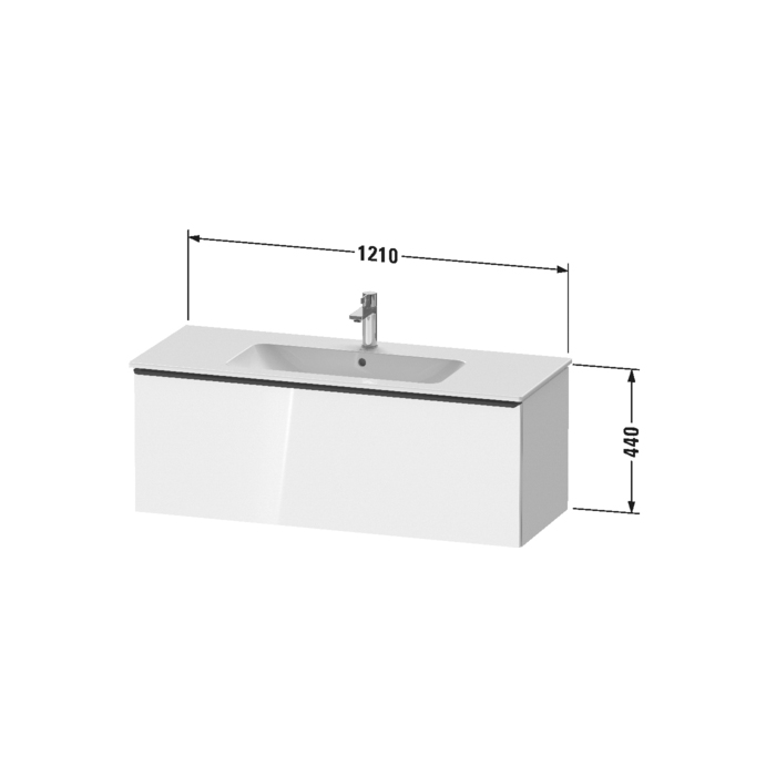Тумбочка Duravit D-Neo подвесная 121х44x46.2см, раковина, 1 ящик, цвет: Black Oak