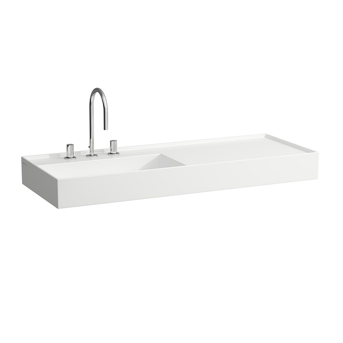 Раковина Laufen Kartell 120х46х12см, с 3 отв., полка справа, цвет: белый