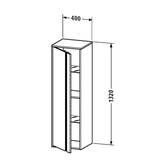 Duravit Ketho Шкаф высокий 40х36х132см, 1 дверца петли справа, 2 стеклянные полки, 1 деревянная полка, подвесной, цвет: белый глянцевый
