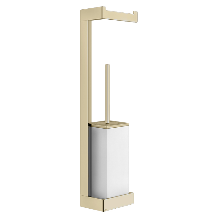Стойка Gessi Inverso Accessories с держателем т/б и ершиком белым, подвесная, цвет: Brass Brushed PVD