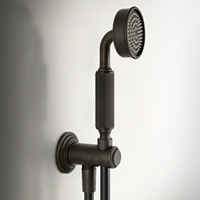 Gessi Venti20 Комплект для душа с ручным душем, шлангом 1500 мм., держателем с подводом воды, цвет: черный матовый