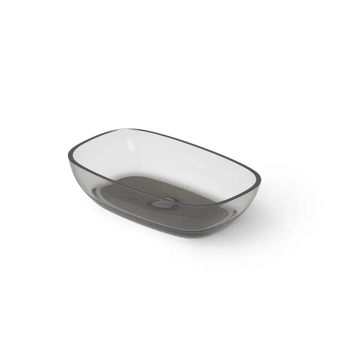 Dea Design Washbasins Раковина 60х36х14см, накладная, без отв., Glasstech, прозрачная смола, цвет: Smoky Black R4